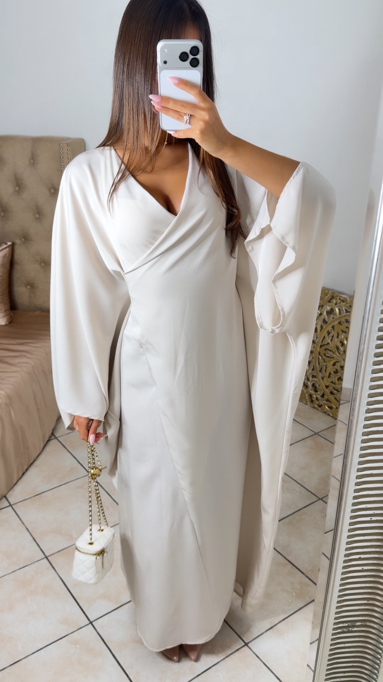 Abaya cache-cœur Dubaï [BEIGE]