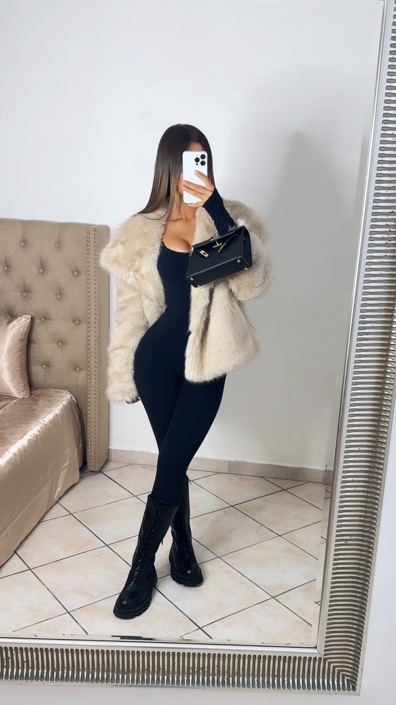 Manteau fausse fourrure [BEIGE CHAUD]