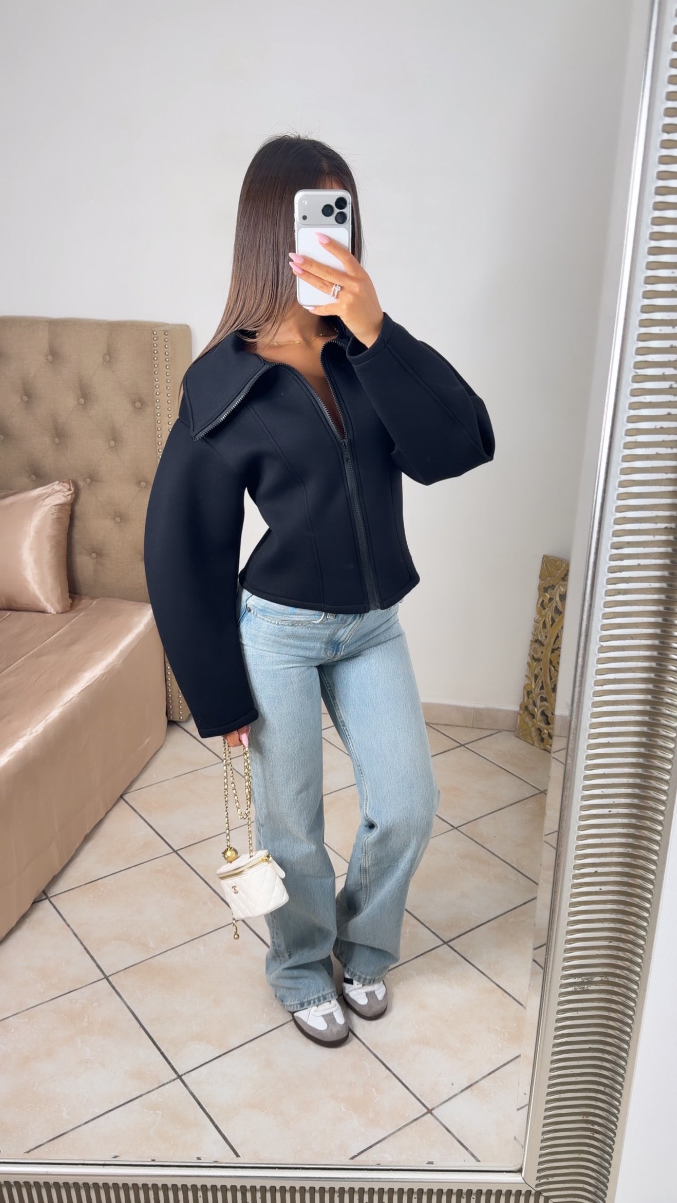 Veste structurée à zip [NOIR]