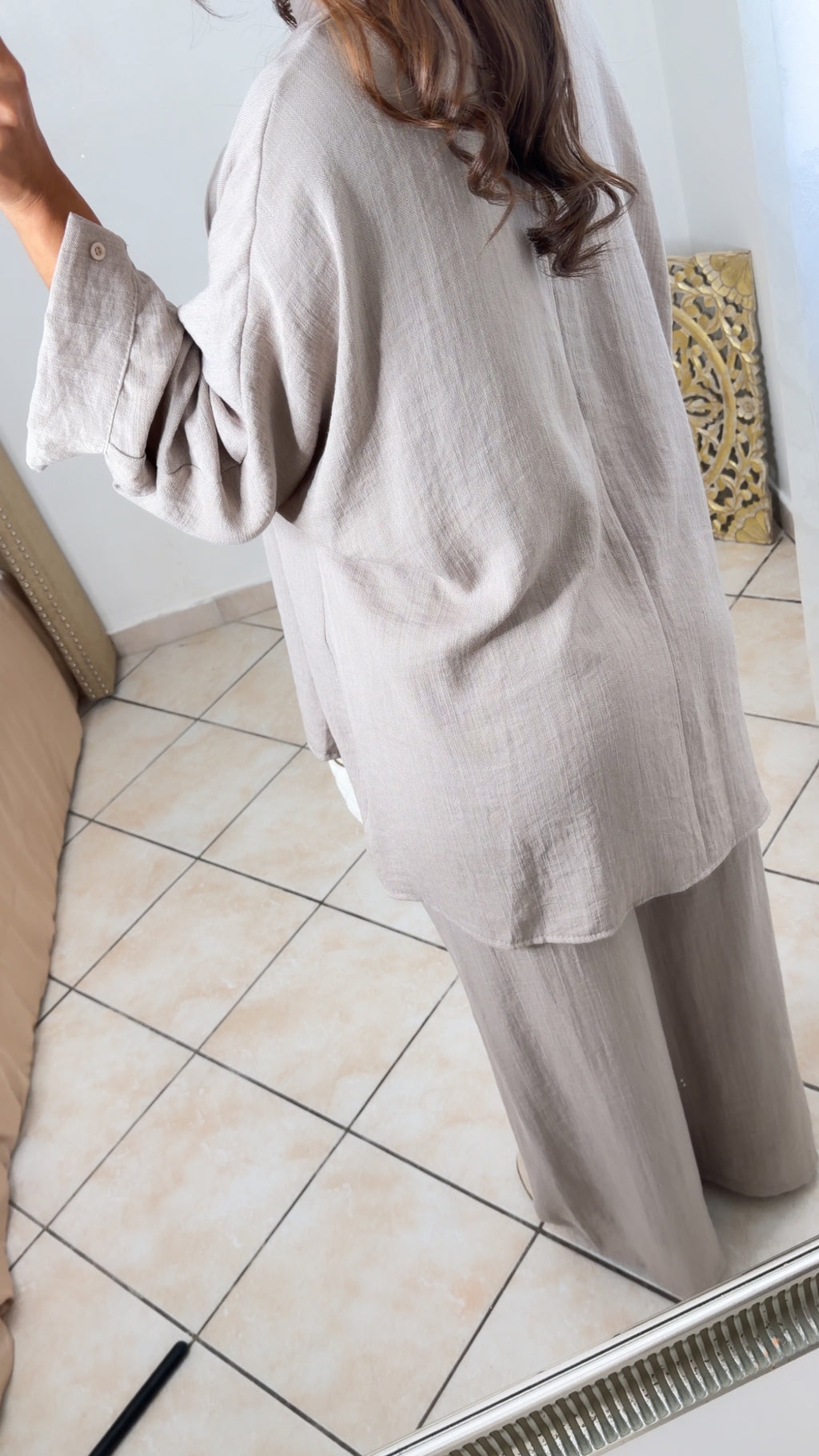 Ensemble Marrakech effet lin [TAUPE]