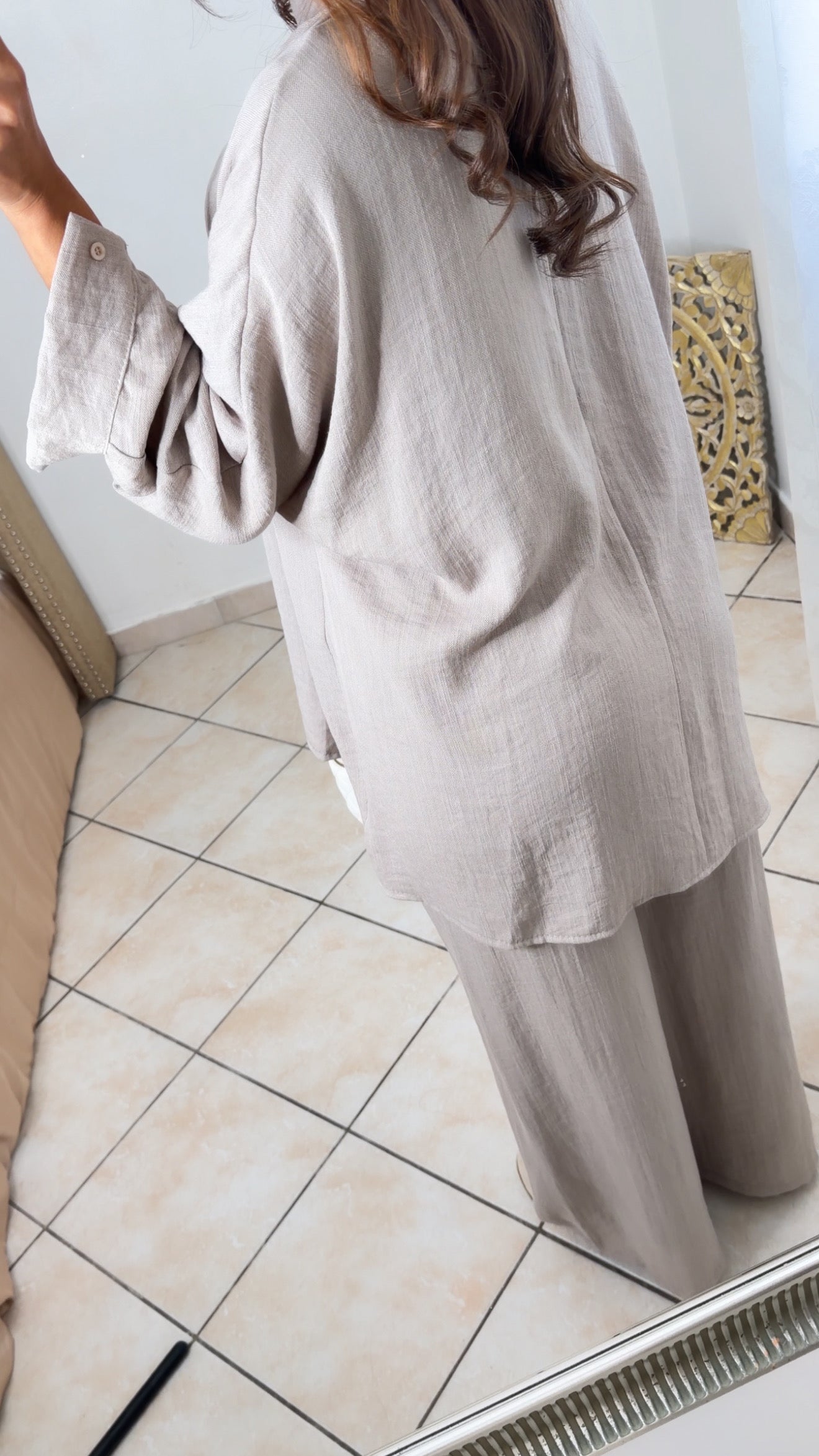 Ensemble Marrakech effet lin [TAUPE]