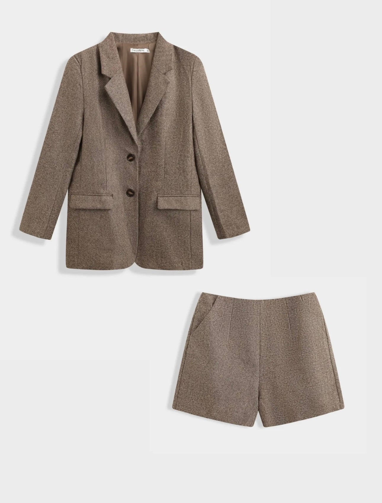 Ensemble blazer oversize et short effet laine [TAUPE]