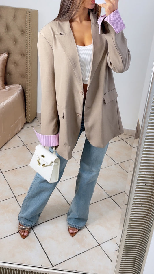 Blazer oversize à revers ROSE [TAUPE]