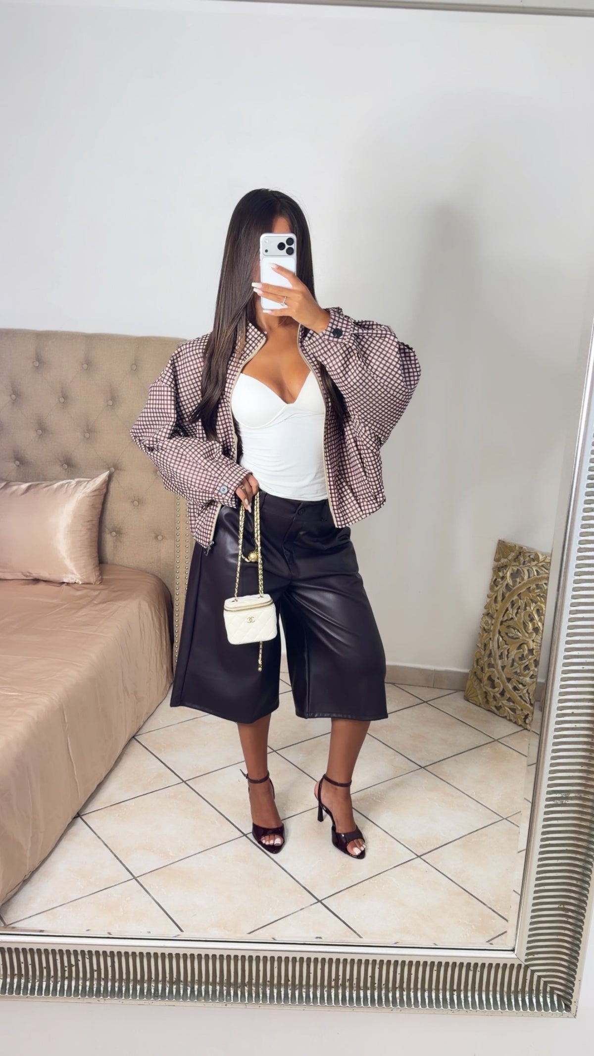 Veste bouffante à carreaux [PRUNE]