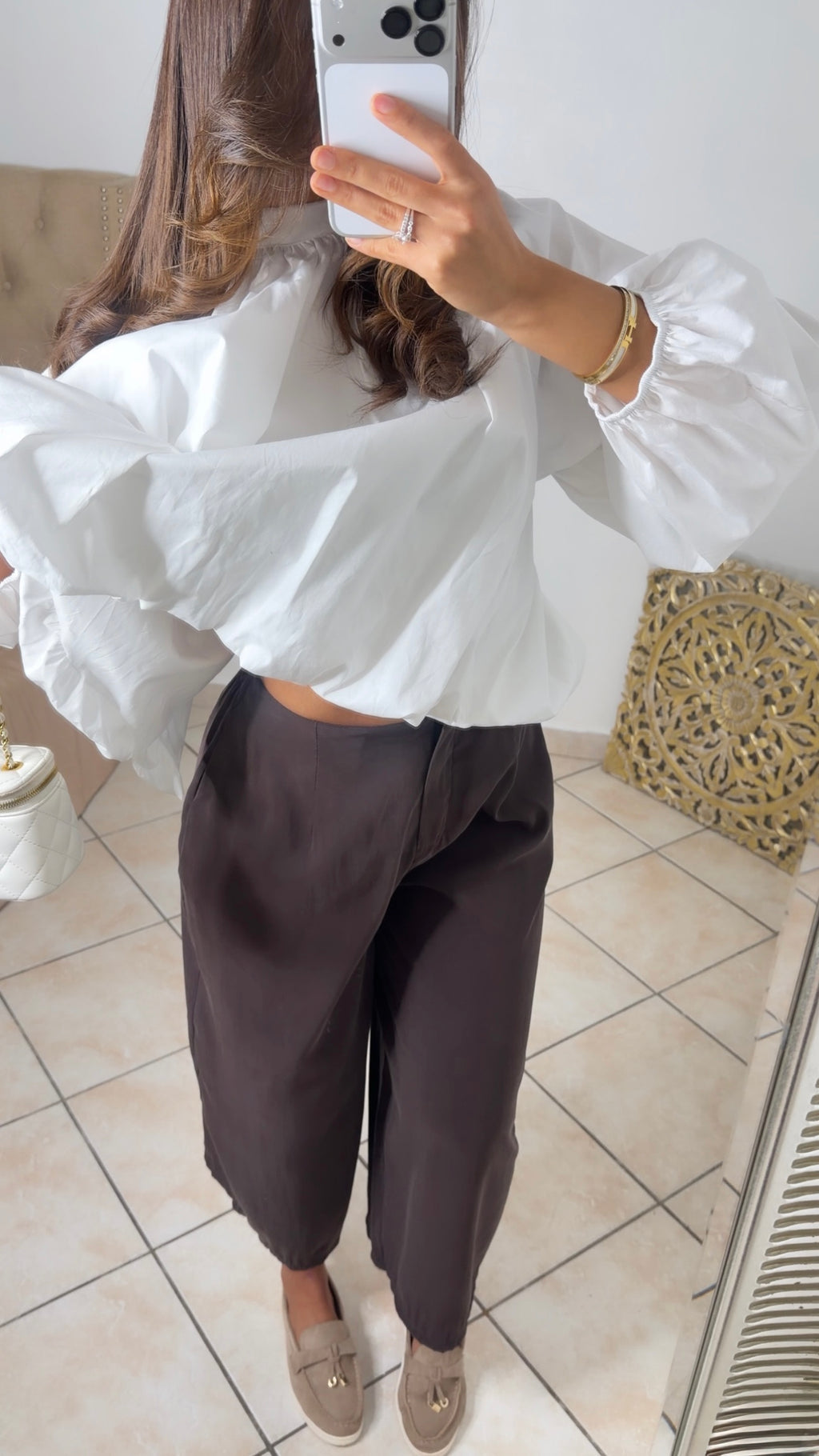 Pantalon tailleur fluide [MARRON]