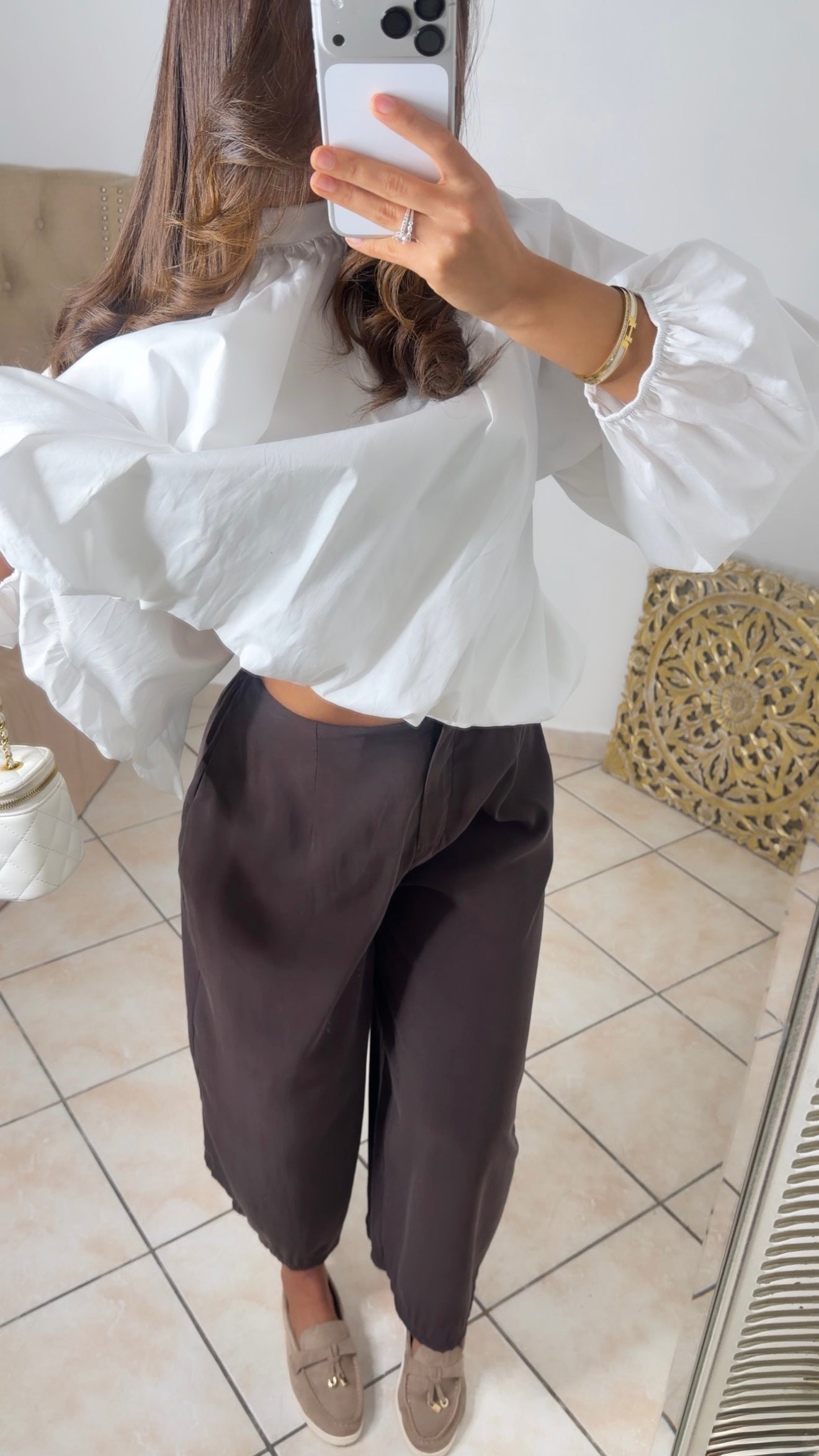 Pantalon tailleur fluide [MARRON]