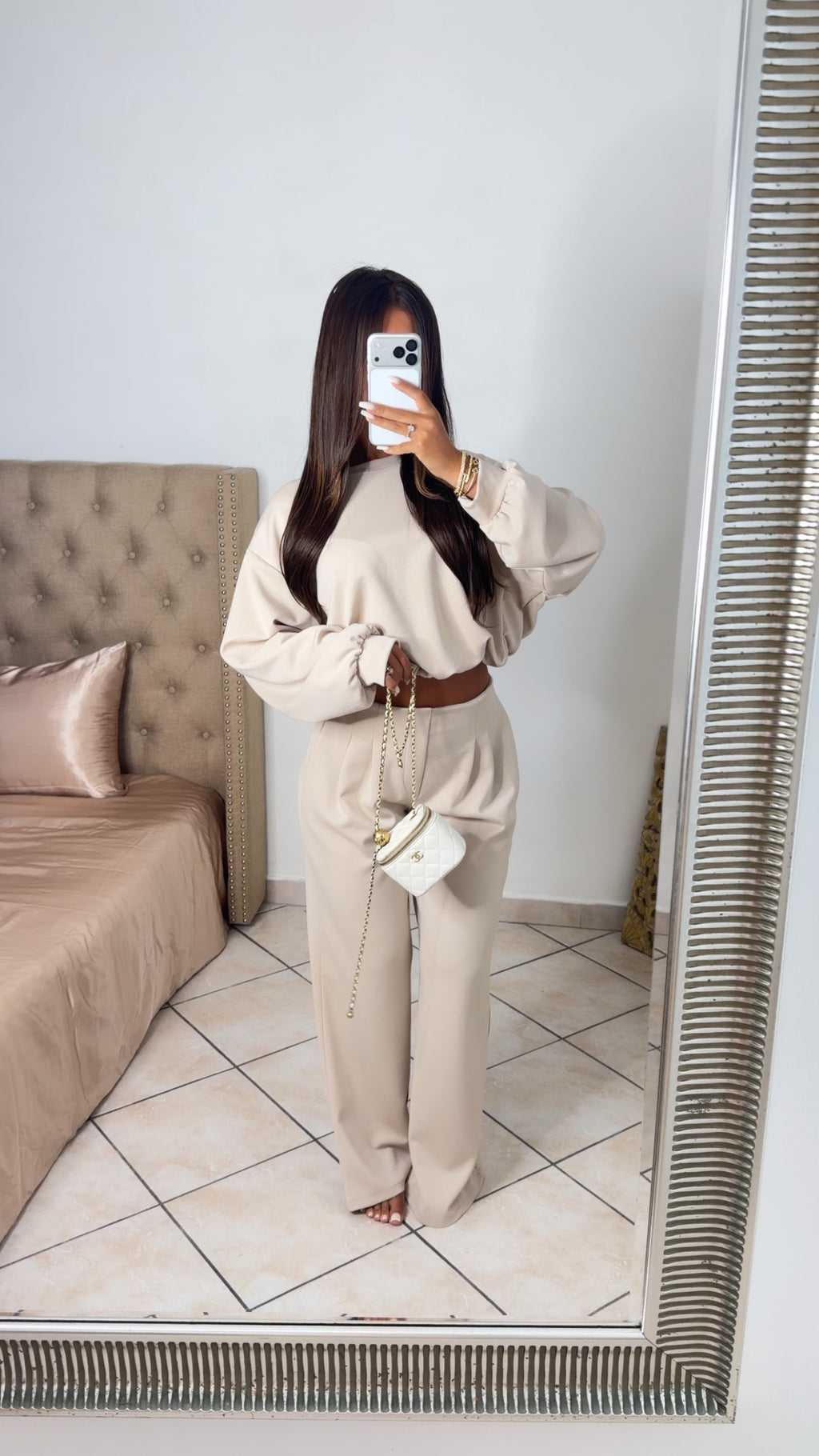 Ensemble sweat bouffant et pantalon [BEIGE]