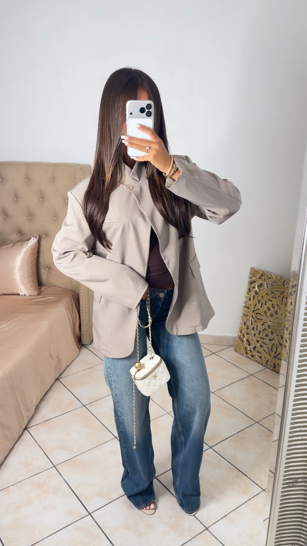 Blazer oversize croisé [TAUPE]