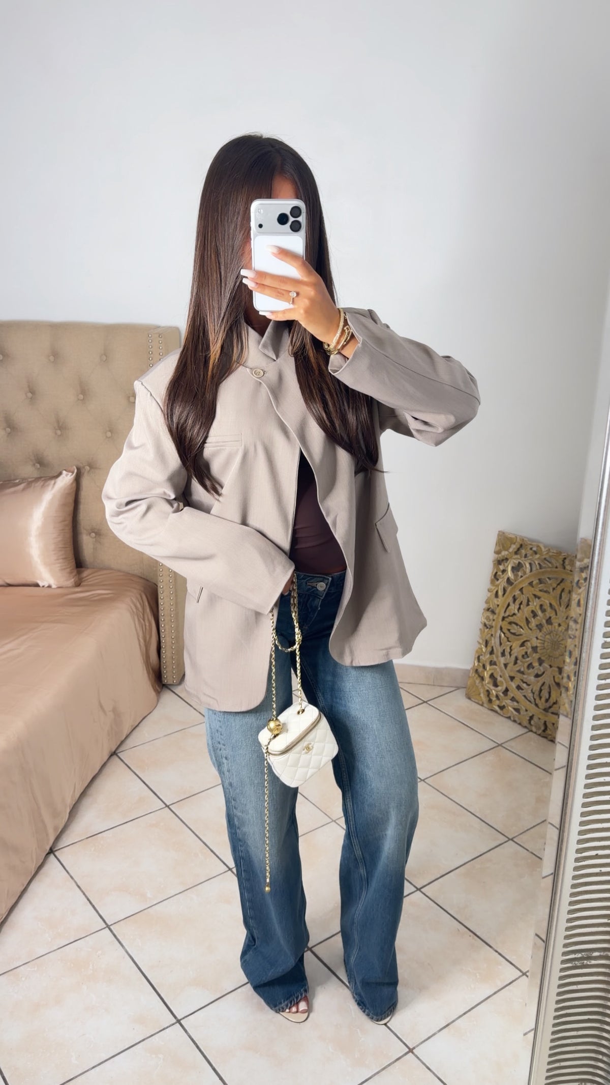 Blazer oversize croisé [TAUPE]