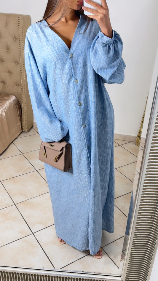 Robe kimono RAYURES argenté [BLEU]