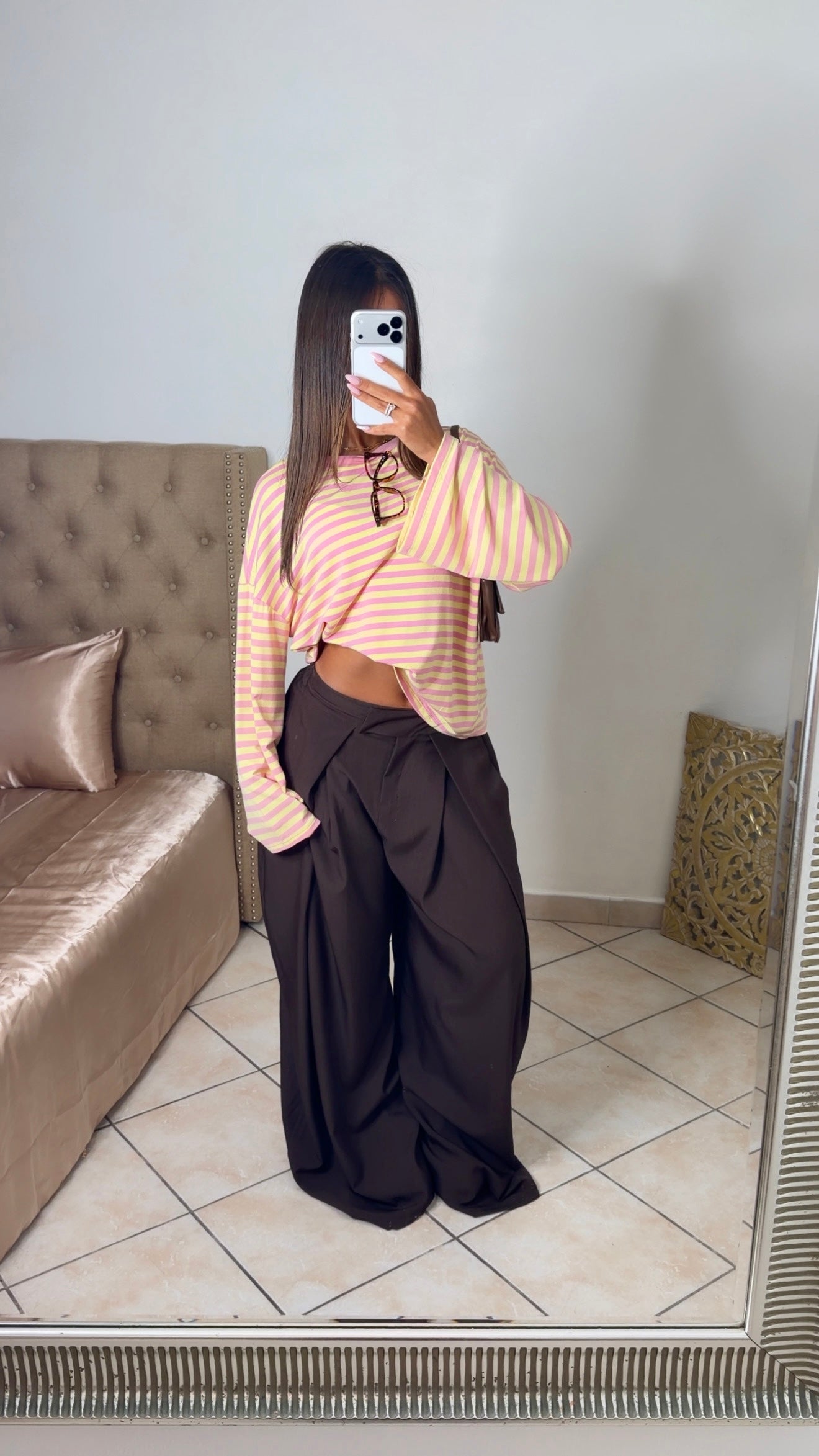 Pull oversize rayé [ROSE]