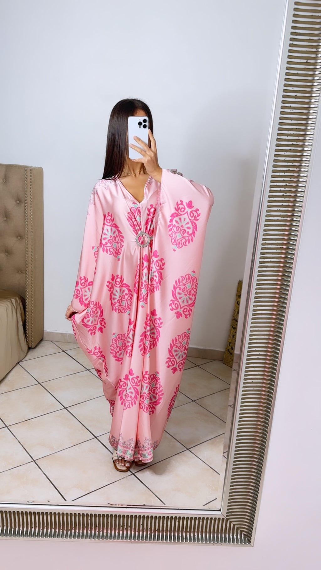 Robe dubaï à motifs [ROSE]