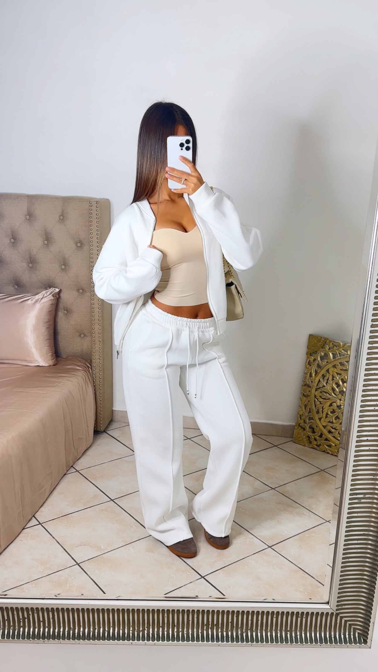 Ensemble veste à zip & pantalon jogging [BLANC]