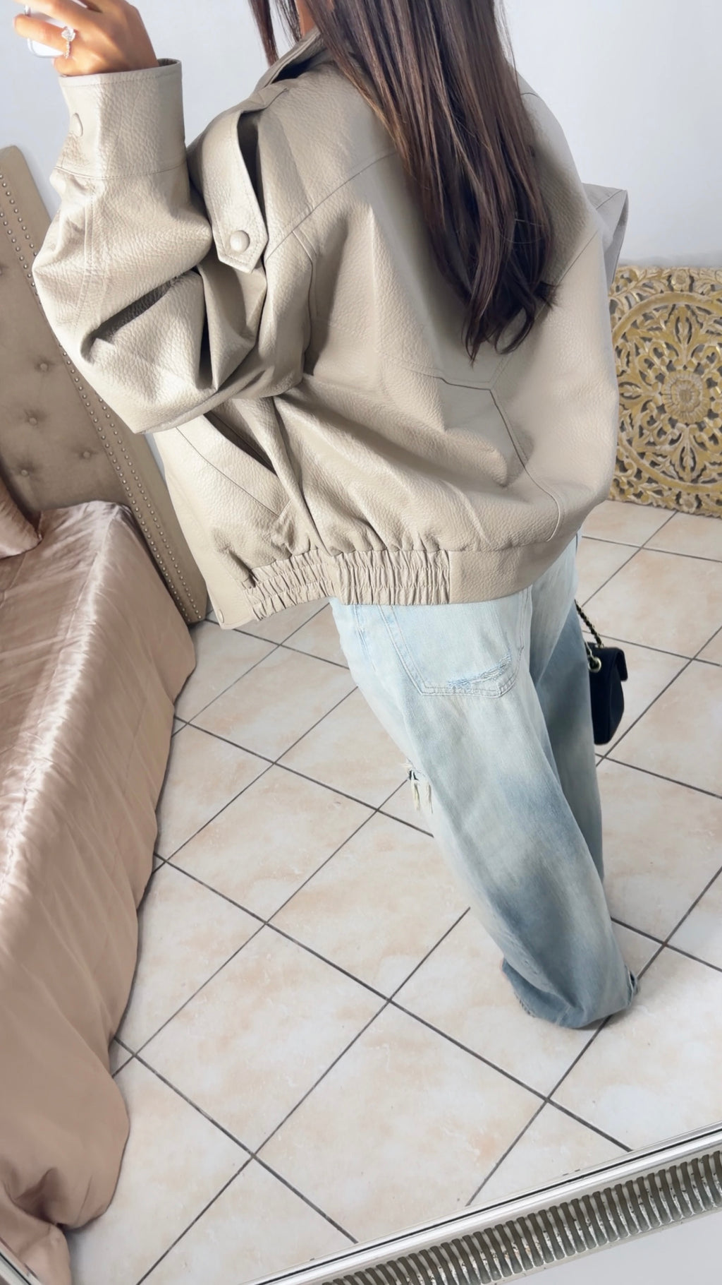 Veste oversize similicuir [BEIGE]