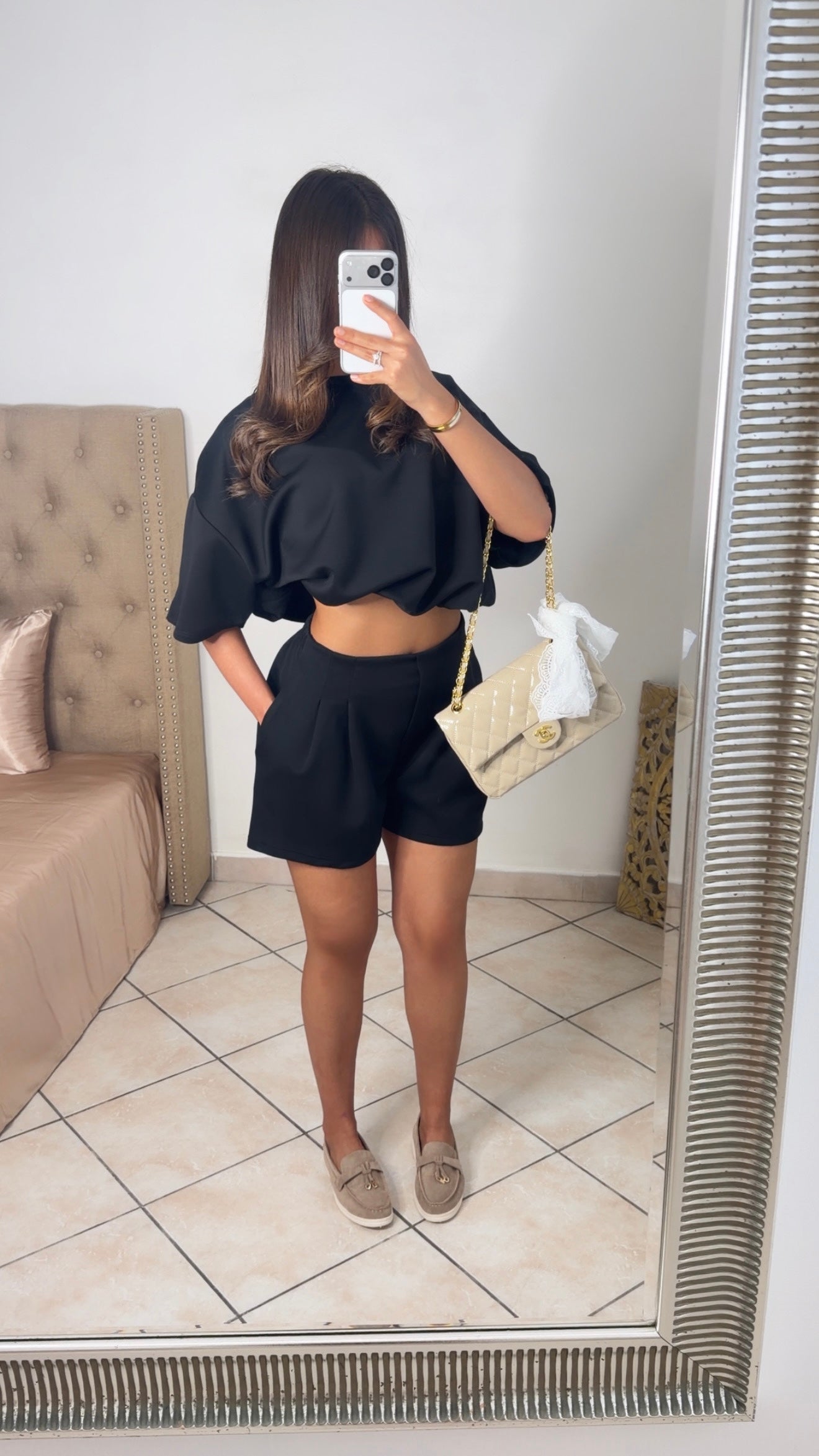 Ensemble t-shirt bouffant et short [NOIR]