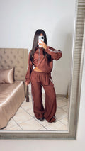 Ensemble jogging à bandes et carreaux [ROUILLE]