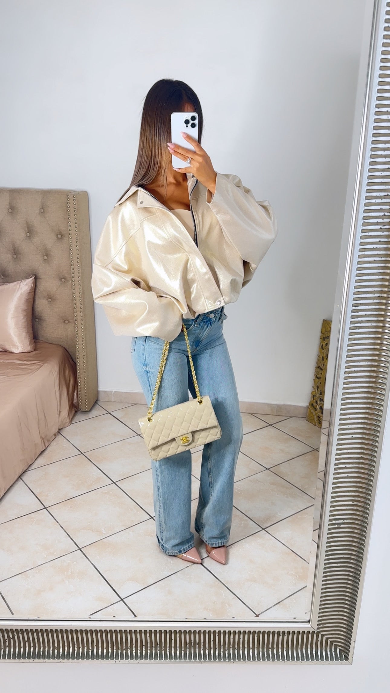 Veste bomber oversize irisé [DORÉ]