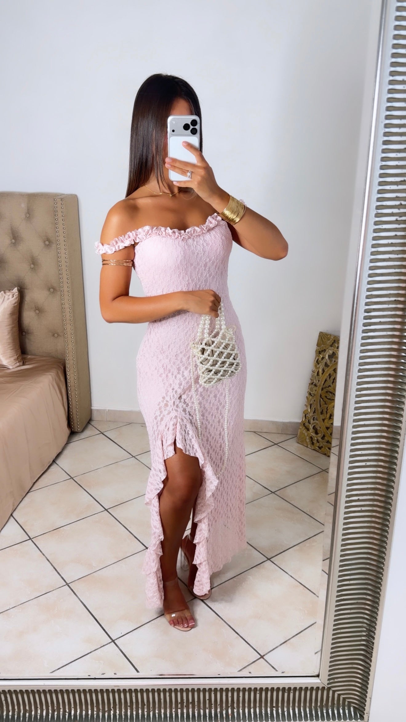 Robe à fentes en dentelle [ROSE]