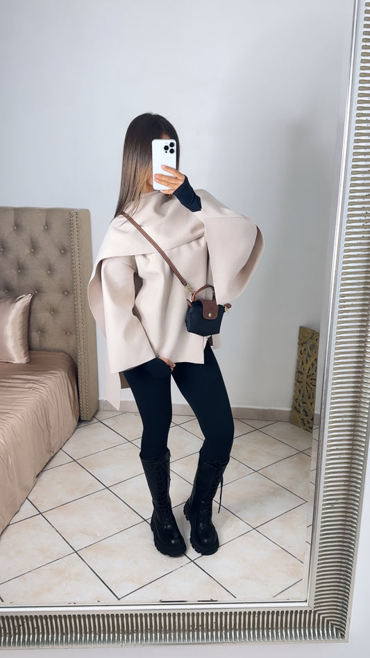 Veste écharpe façon cape [BEIGE]