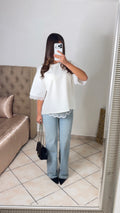 T-shirt oversize dos en dentelle [BLANC]