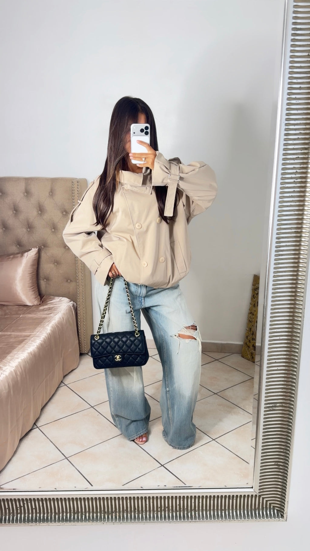 Trench court effet ballon [BEIGE]