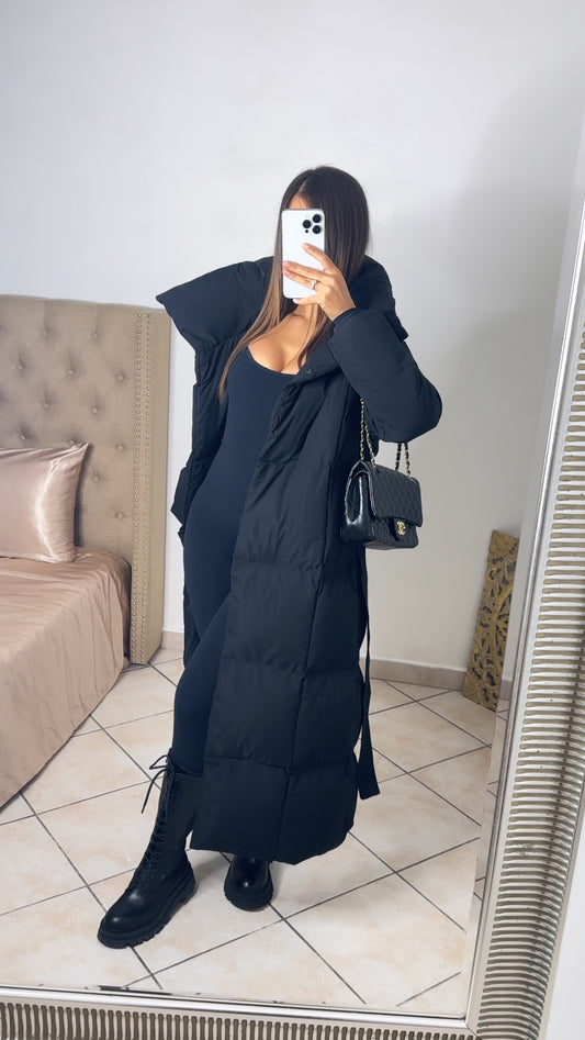 Doudoune longue à ceinture [NOIR] #FC7516