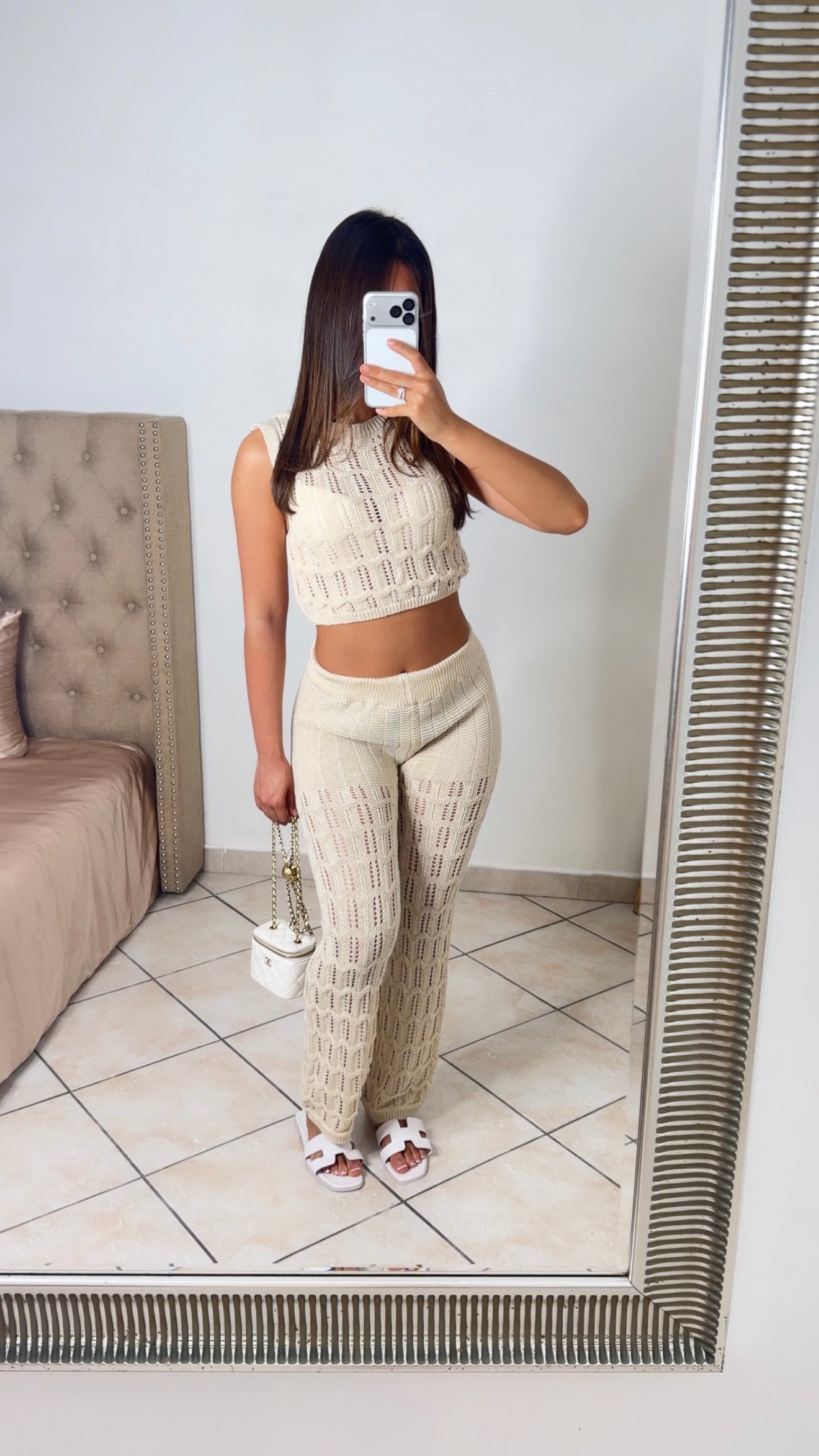Ensemble de plage avec pantalon [BEIGE]