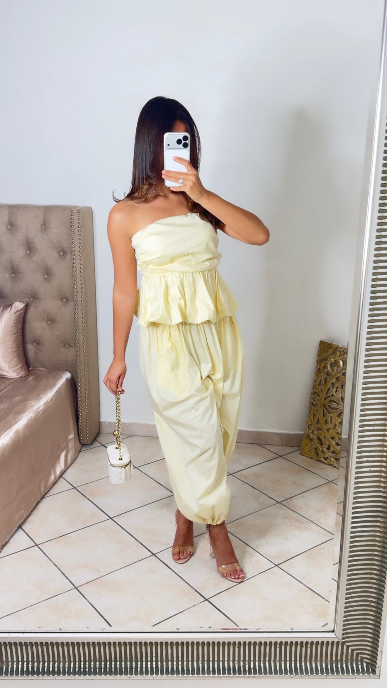 Ensemble bustier et pantalon bouffant [JAUNE]