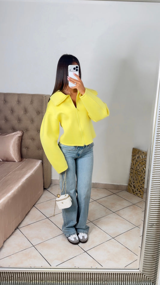 Veste structurée à zip [JAUNE]