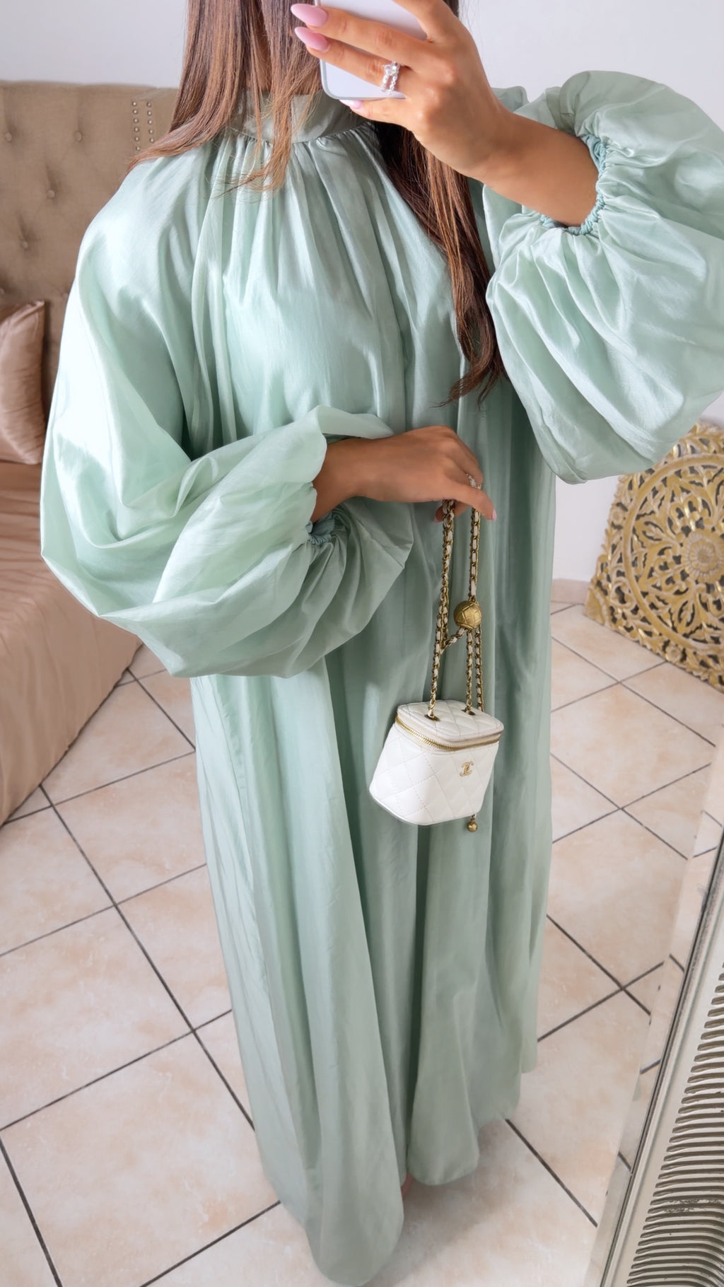 Robe longue manches bouffantes [MENTHE]