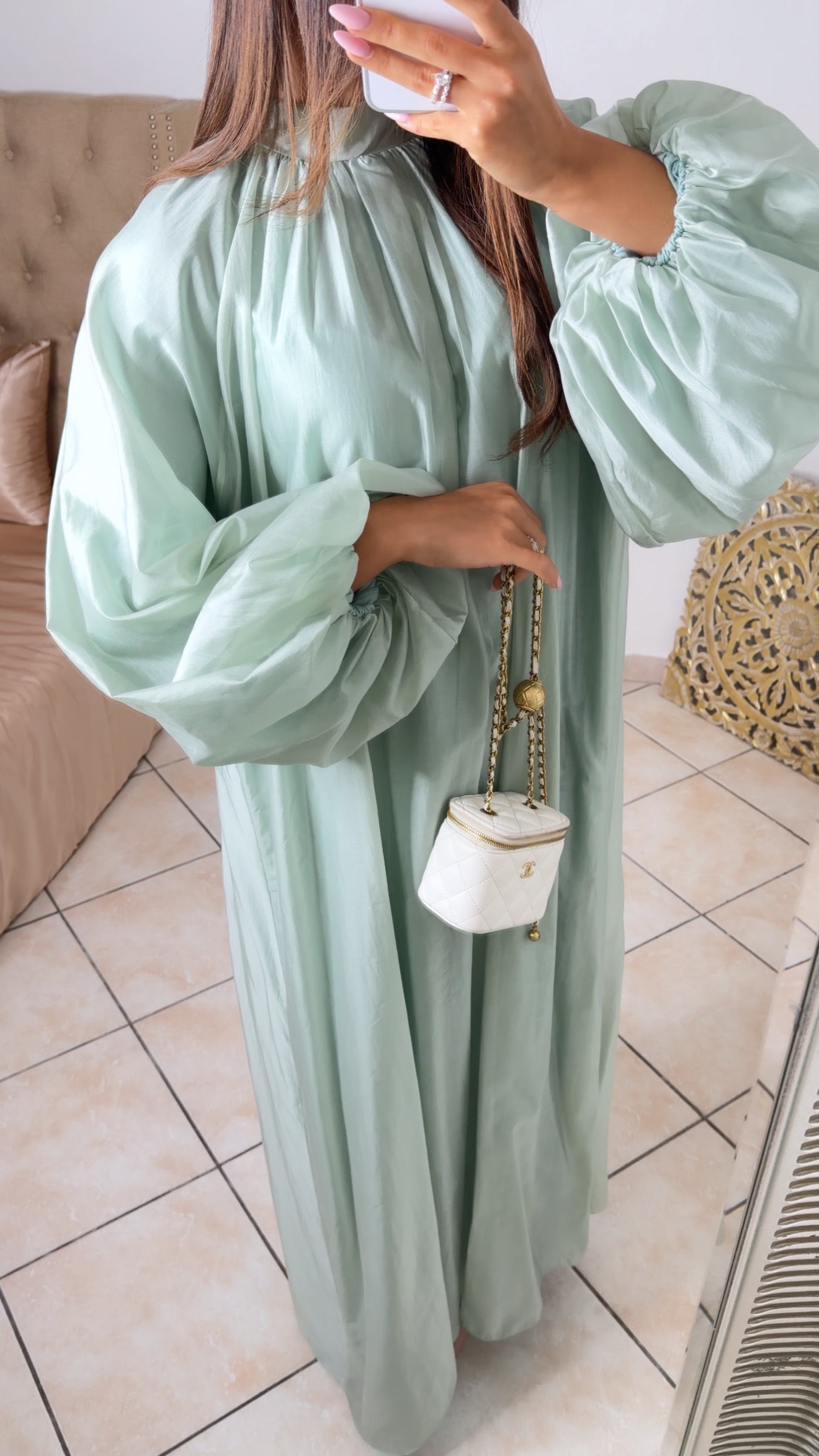 Robe longue manches bouffantes [MENTHE]