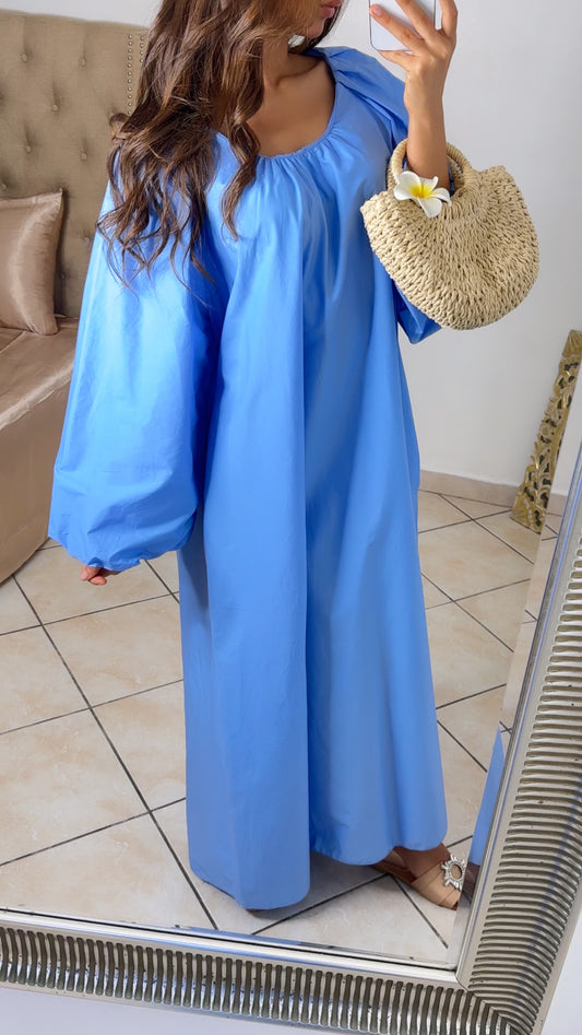 Robe en popeline de coton [BLEU]