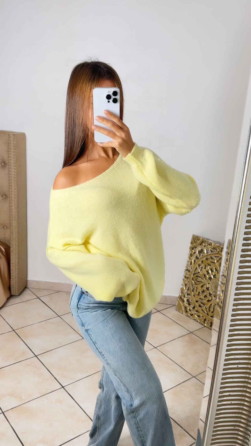 Pull asymétrique en laine [JAUNE]