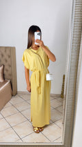 Robe à ceinture tressée [JAUNE]