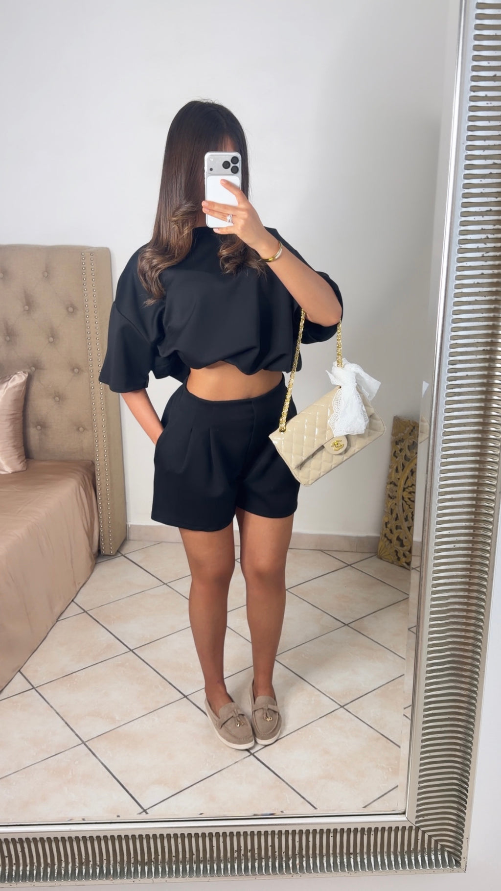 Ensemble t-shirt bouffant et short [NOIR]