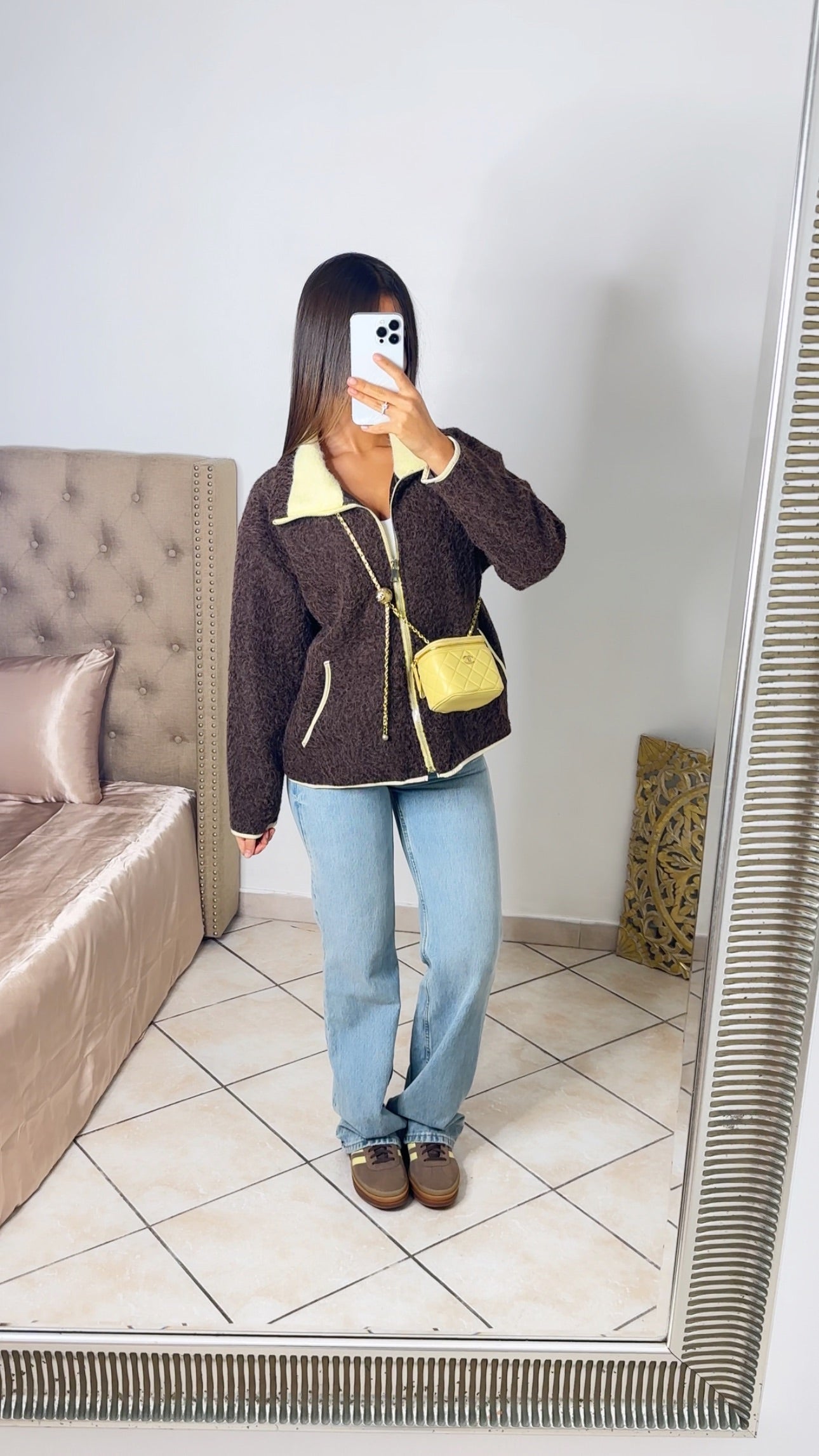 Veste à col jaune inspiration Z [MARRON]