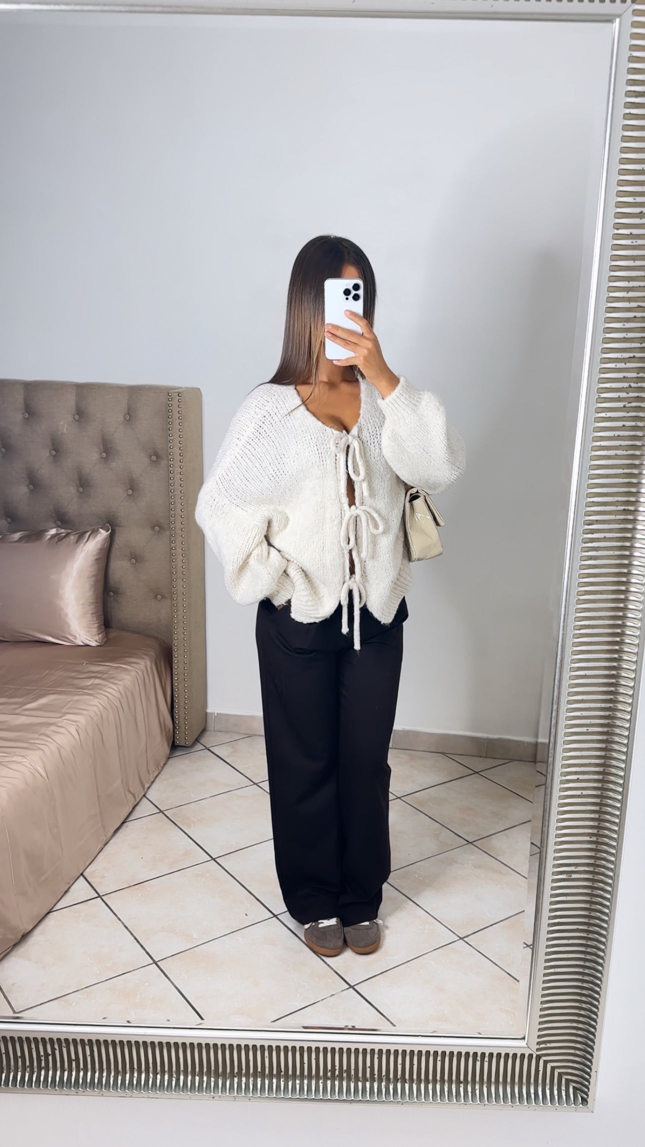 Cardigan en maille triple noeuds [CREME]