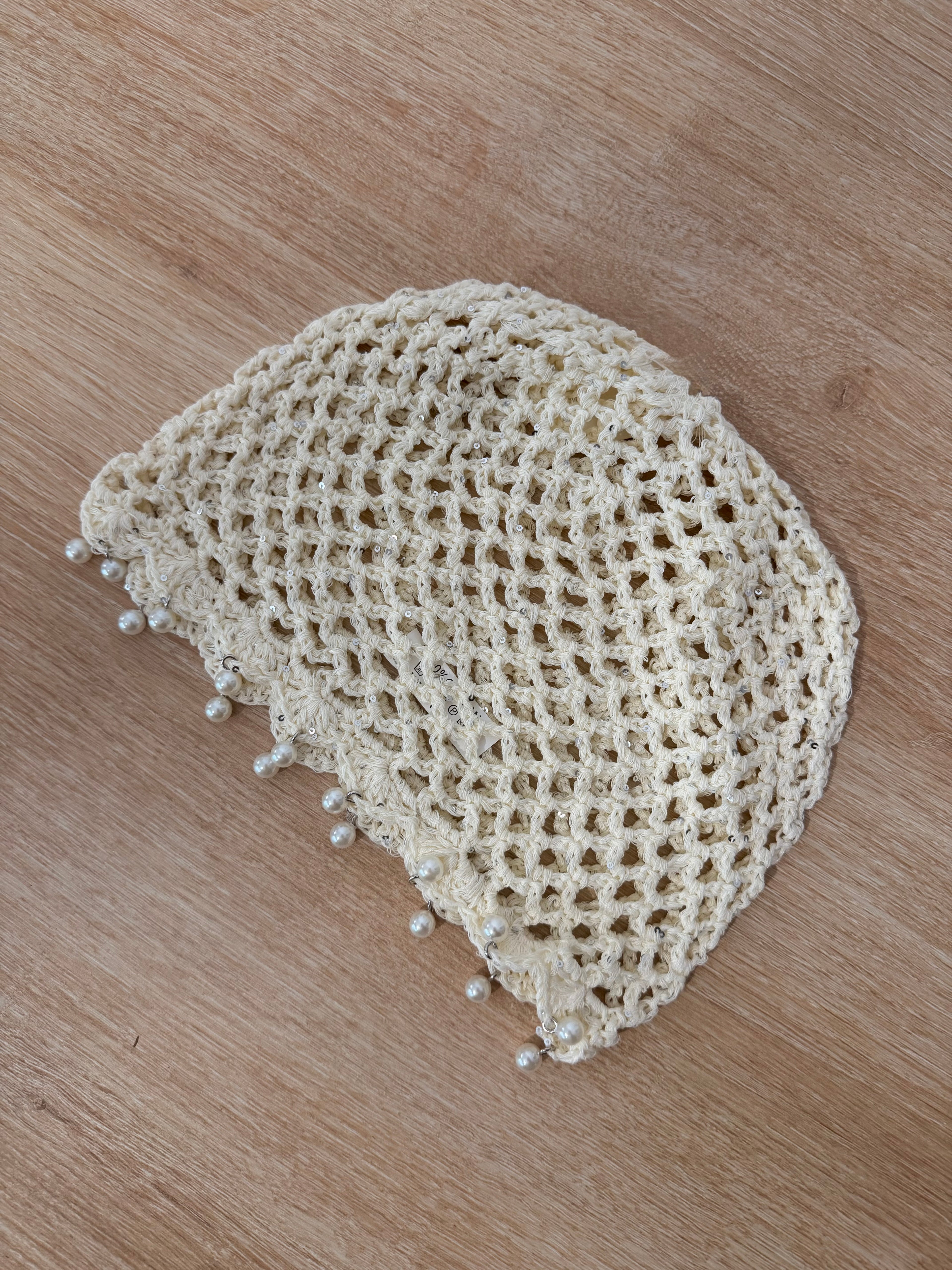 Bonnet crochet perles [CREME]