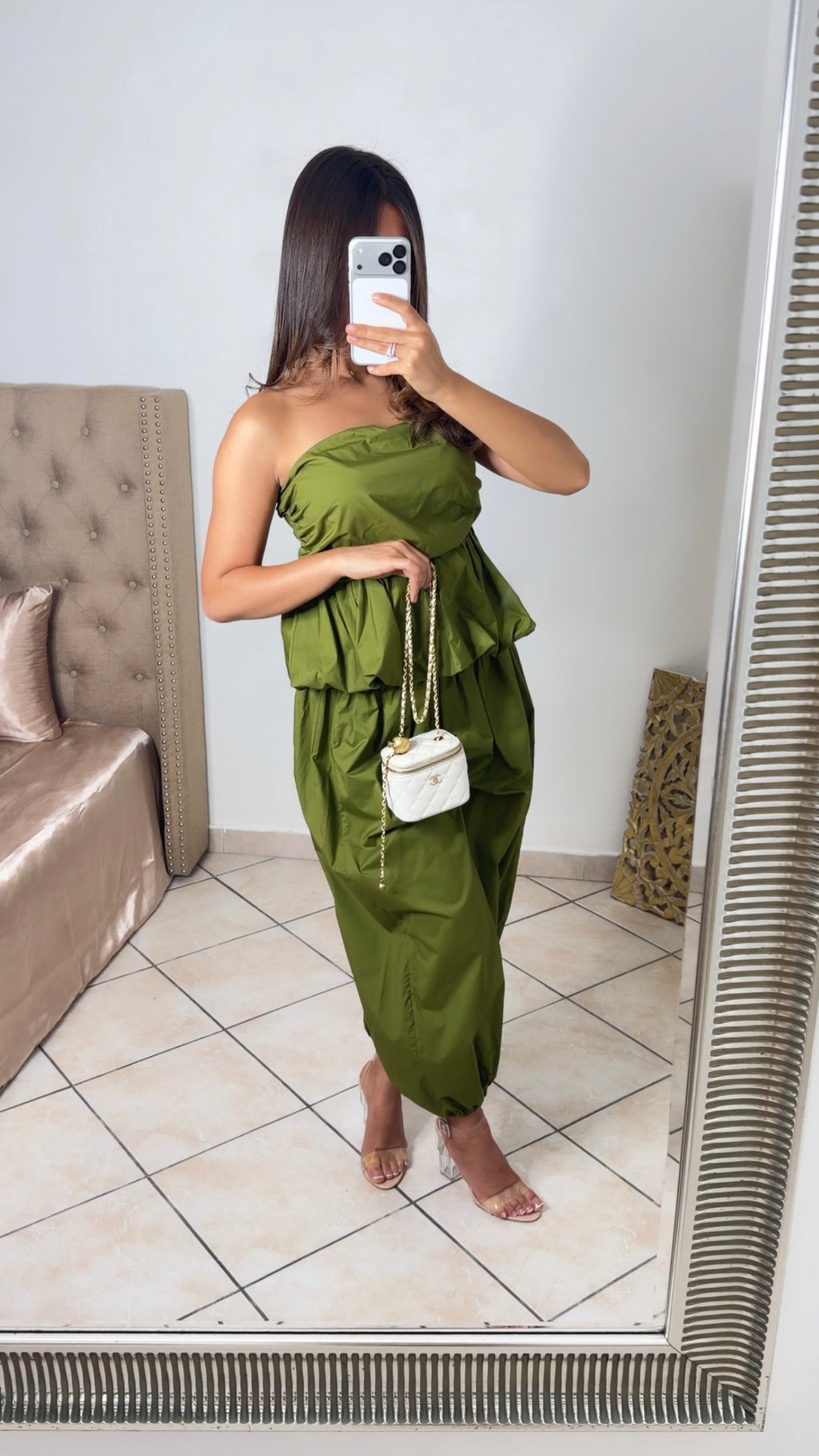 Ensemble bustier et pantalon bouffant [OLIVE]