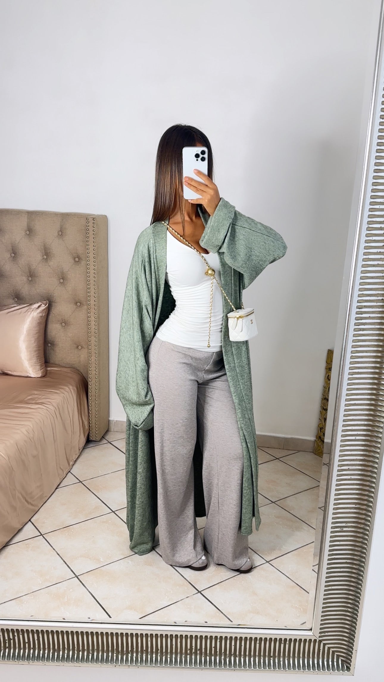 Gilet cosy long oversize [KAKI]