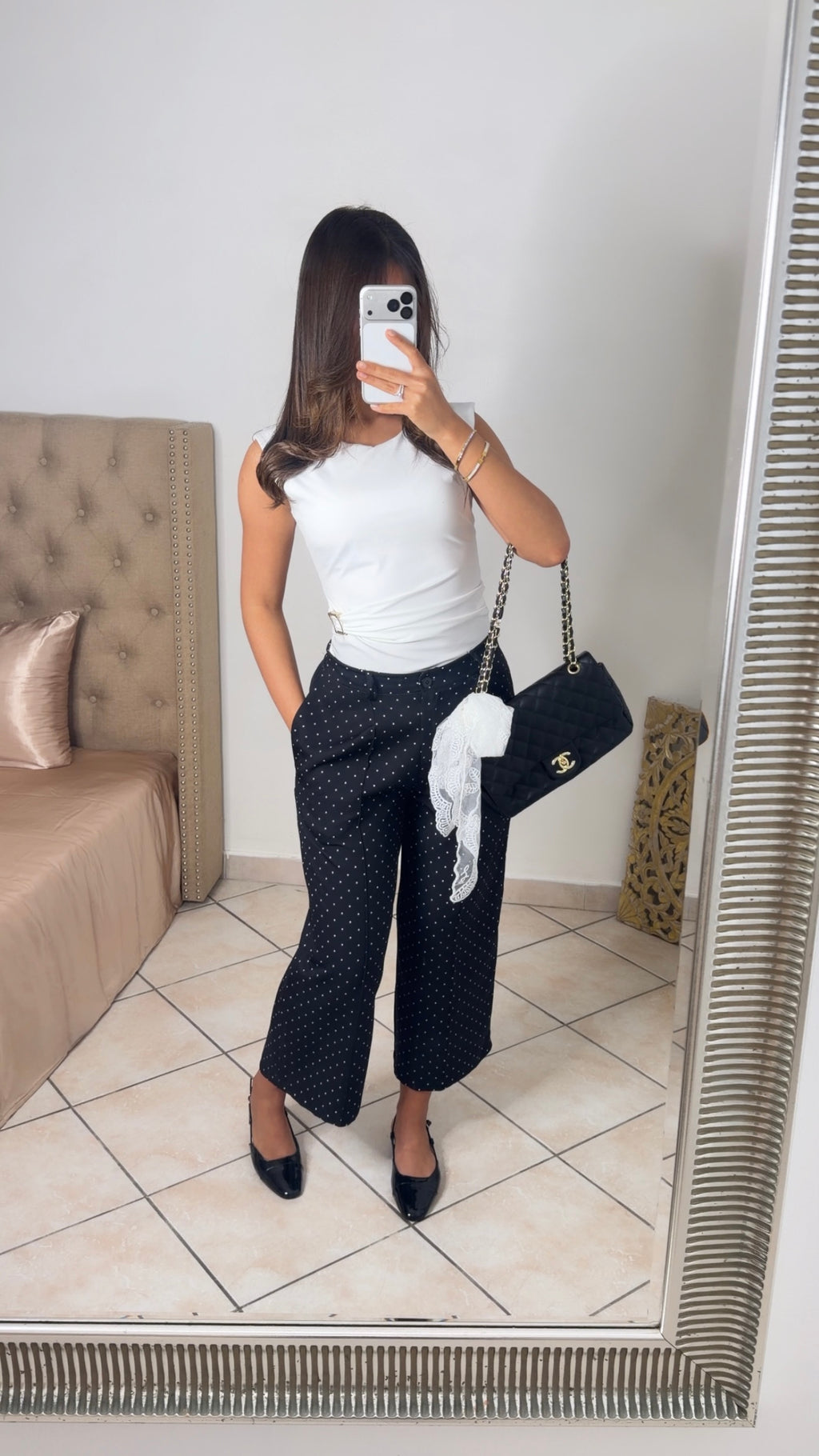 Pantalon cropped à pois [NOIR]