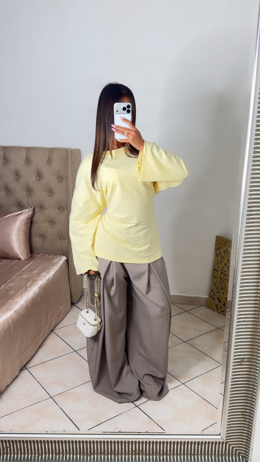 T-shirt oversize à cintrée au dos [JAUNE]