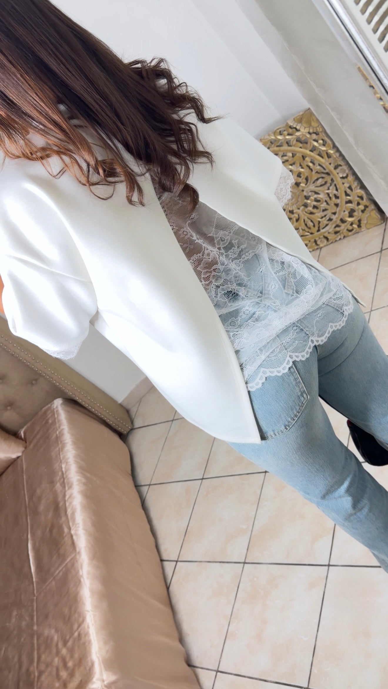 T-shirt oversize dos en dentelle [BLANC]