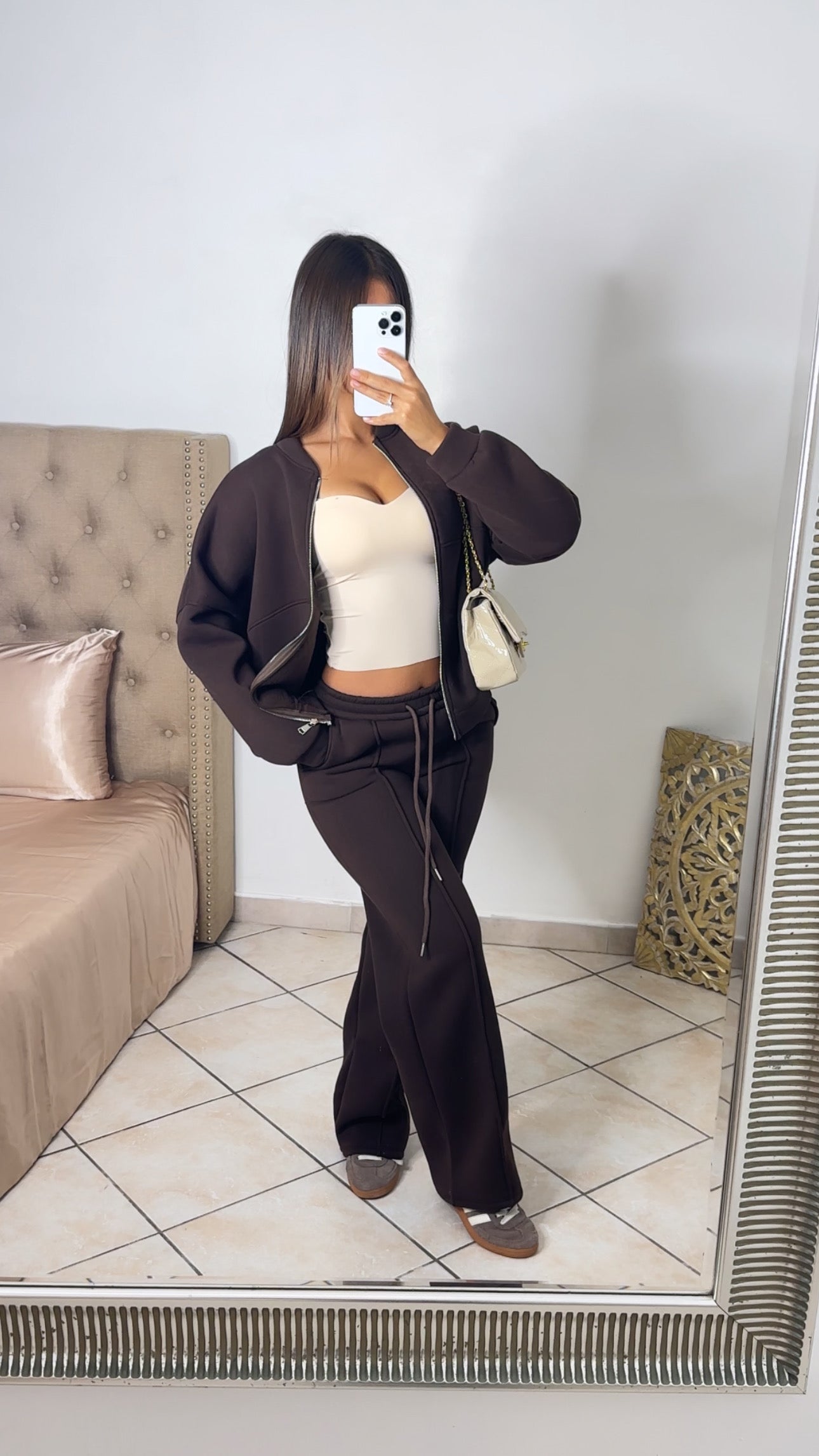 Ensemble veste à zip & pantalon jogging [MARRON]