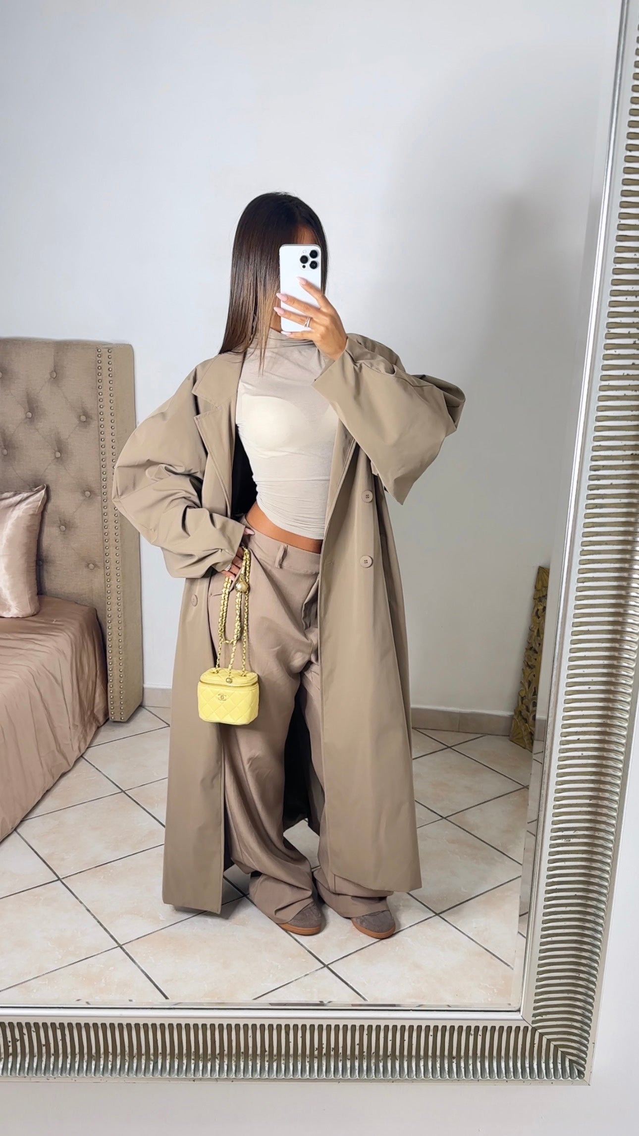 Trench long oversize manches ballon [TAUPE]