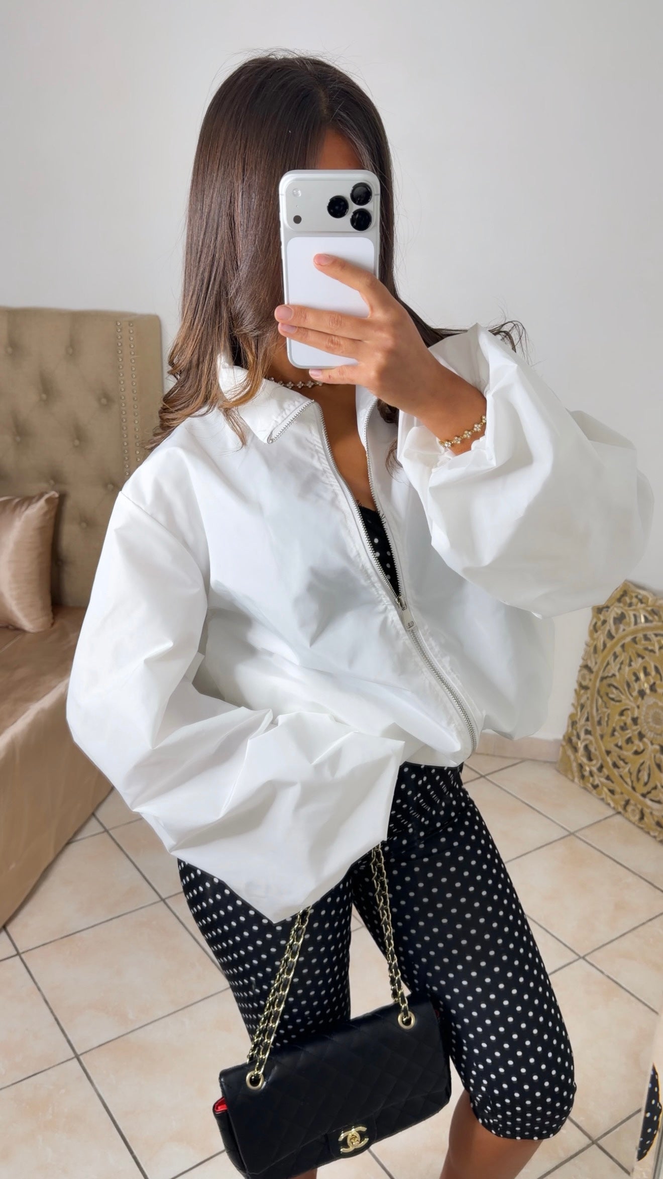 Veste imperméable style ballon [BLANC]