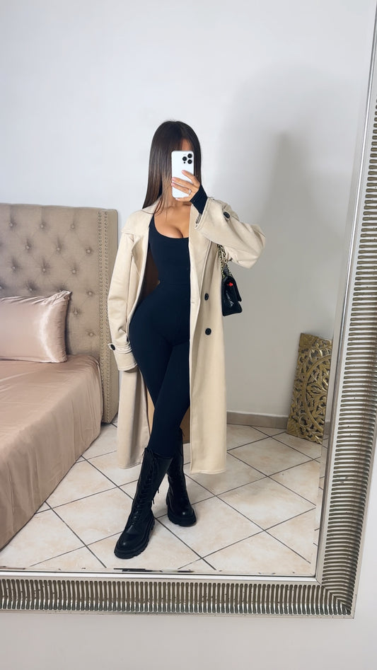 Trench long effet daim [BEIGE]