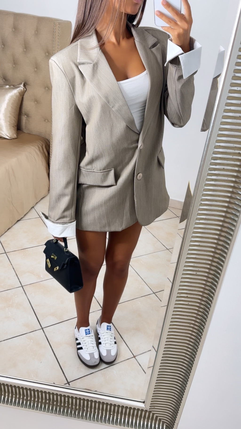 Blazer oversize à revers [TAUPE]