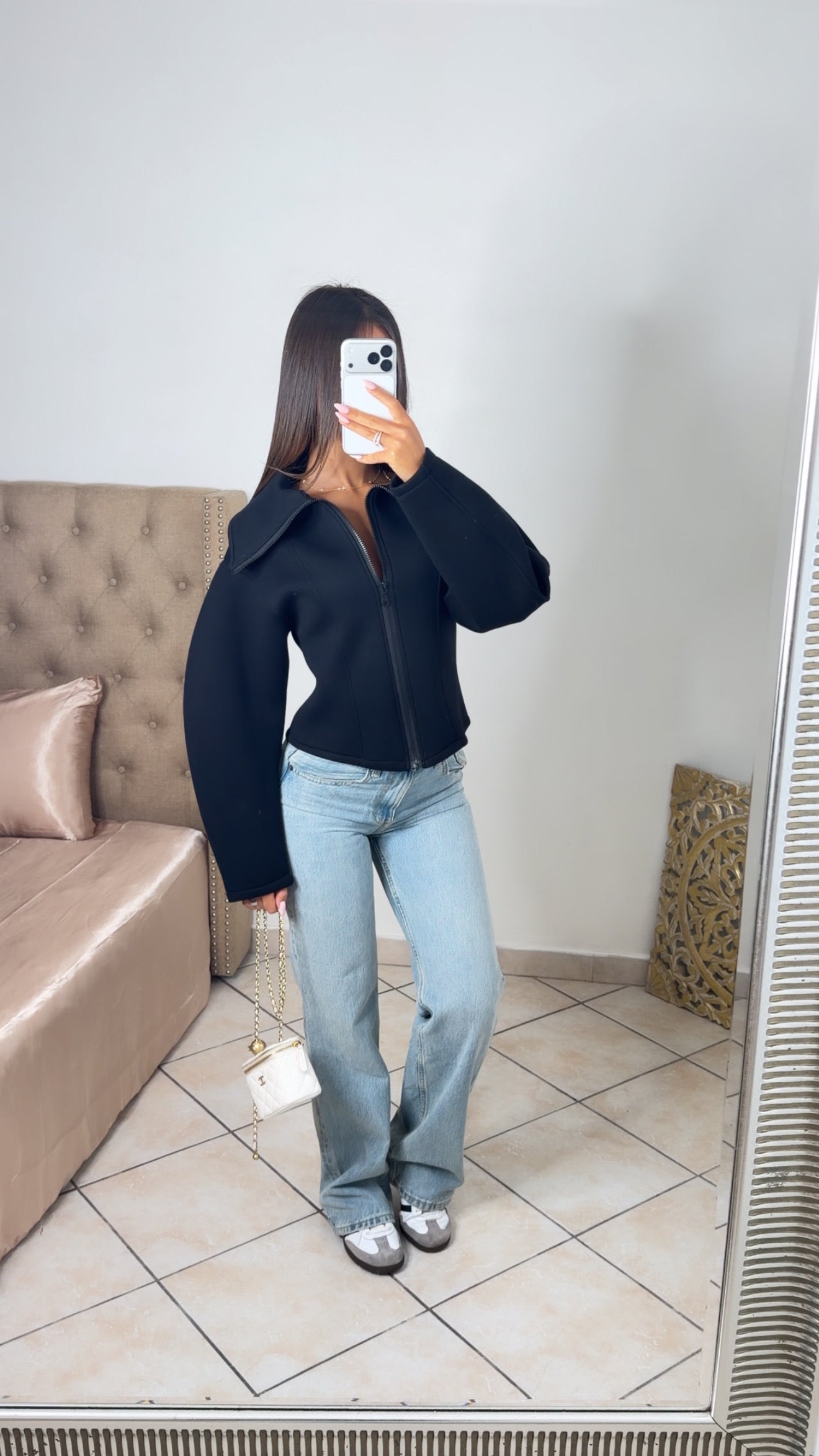 Veste structurée à zip [NOIR]