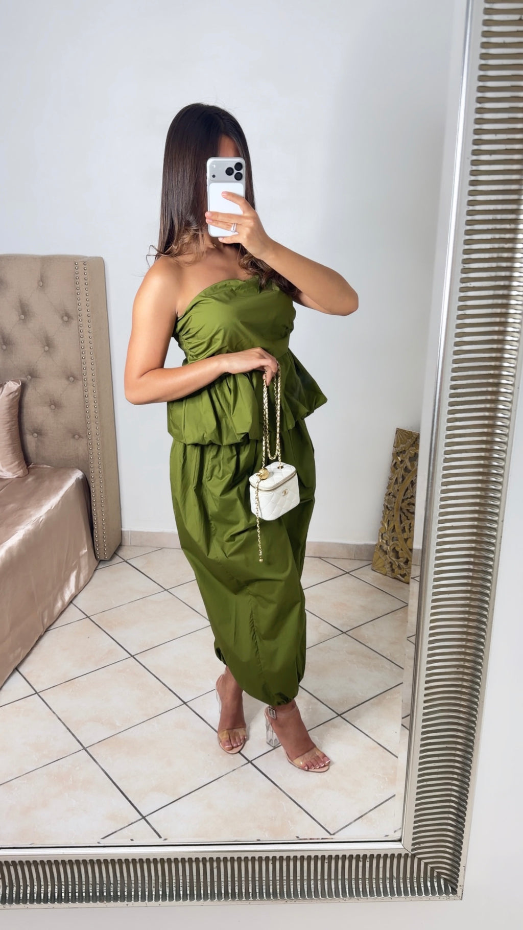 Ensemble bustier et pantalon bouffant [OLIVE]